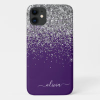 Silver Purple Parties scintillant Girl Monogramme