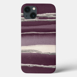 iPhone 13 Coque Silver Rose Purple Abstract Print