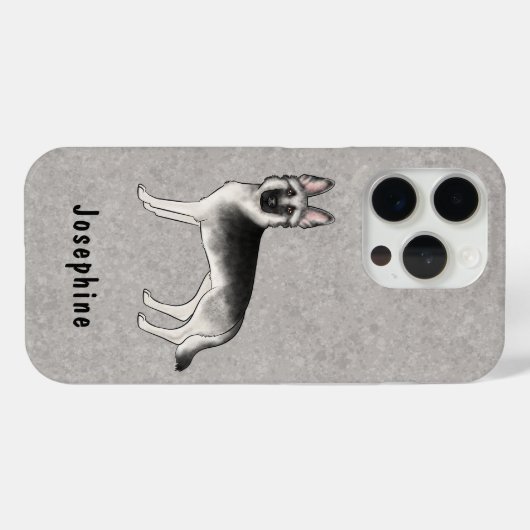 Coques Case-Mate iPhone Silver Sable Chien Berger Allemand Avec Nom Person (Verso (horizontal))