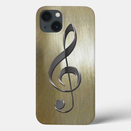 Coques Case-Mate iPhone Silver Treble Clef sur Gold pour les mélomanes (Verso)