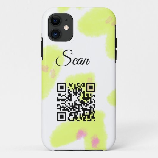 Coques Case-Mate iPhone Simple aquarelle jaune ajouter code Q R scan texte (Dos)