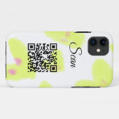 Coques Case-Mate iPhone Simple aquarelle jaune ajouter code Q R scan texte (Dos (Horizontal))