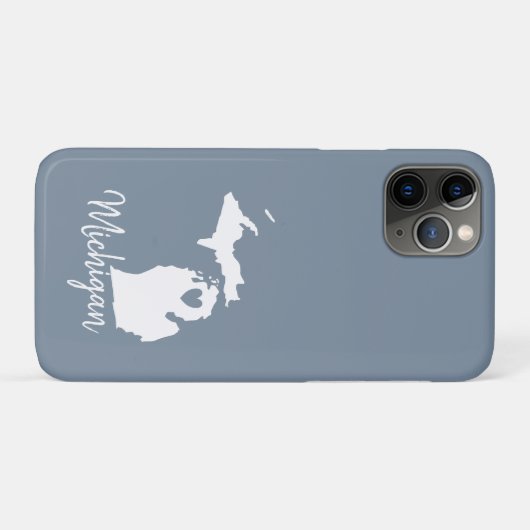 Coques Case-Mate iPhone Simple Ardoise Bleu Michigan Home State Map (Dos (Horizontal))