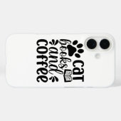 Coques Case-Mate iPhone Simple Black "Cat Books and Coffee" Lover Gift (Verso (horizontal))