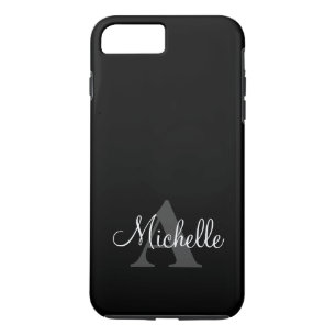 Coques Pour iPhone Simple Black Grey Votre Monogramme Personnalisé