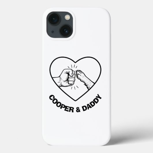 Coques Case-Mate iPhone Simple Black Outline Chien et Papa Fist Bump (Verso)