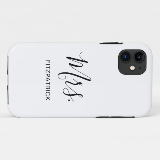 Coques Case-Mate iPhone Simple Blanc Madame Nom Nouveau Nom Mariée Mariage (Dos (Horizontal))