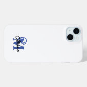 Coques Case-Mate iPhone Simple bleu et blanc monogrammé (Verso (horizontal))