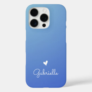 Coques iPhone 16 Pro Simple Blue Gradient Heart Minimal Script Name
