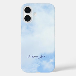 Coques iPhone 16 Simple Blue Sky Photo I Love Jesus Christian