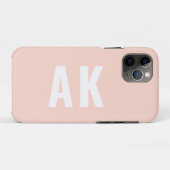Coques Case-Mate iPhone Simple Bold Initiale Monogramme Rose pâle (Dos (Horizontal))
