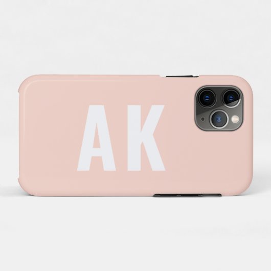Coques Case-Mate iPhone Simple Bold Initiale Monogramme Rose pâle (Dos (Horizontal))
