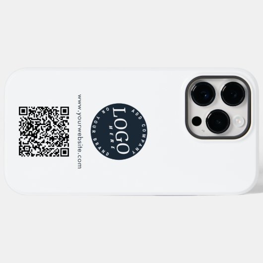 Coques Case-Mate iPhone Simple Business Logo and QR Code Custom (Verso (horizontal))