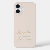 Coques Case-Mate iPhone Simple Chic Script Monogram Blush Pink Gold (Verso)