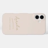 Coques Case-Mate iPhone Simple Chic Script Monogram Blush Pink Gold (Verso (horizontal))