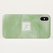 Coques Case-Mate iPhone Simple clair vert subtil marbre moderne Monogramme (Dos (Horizontal))