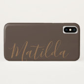Coques Case-Mate iPhone Simple couleur solide Black Gold Nom personnalisé (Dos (Horizontal))