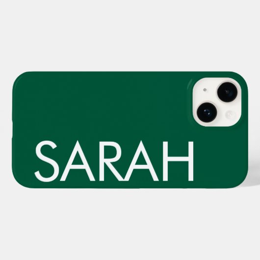 Coques Case-Mate iPhone Simple Design Moderne Nom Classique Vert Foncé. (Verso (horizontal))