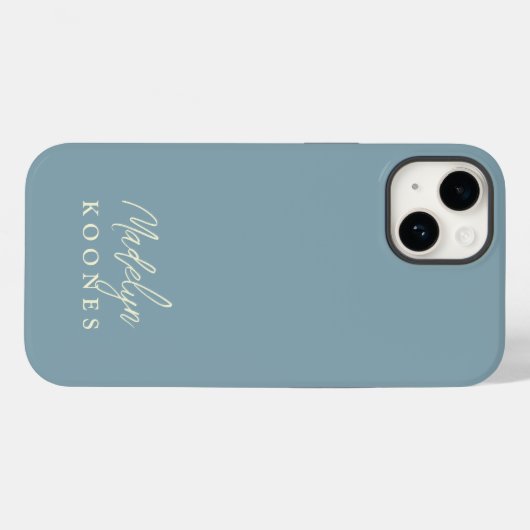 Coques Case-Mate iPhone Simple Design Moderne Nom De Script Dusty Blue (Verso (horizontal))