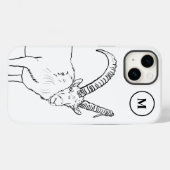 Coques Case-Mate iPhone Simple dessin de chèvre Monogramme noir et blanc (Verso (horizontal))