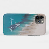 Coques Case-Mate iPhone Simple Elégant Blue Beach Typographie Monogramme N (Dos (Horizontal))
