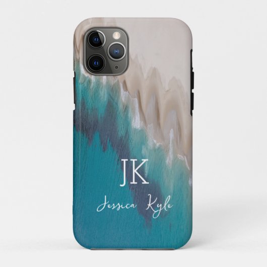 Coques Case-Mate iPhone Simple Elégant Blue Beach Typographie Monogramme N (Dos)