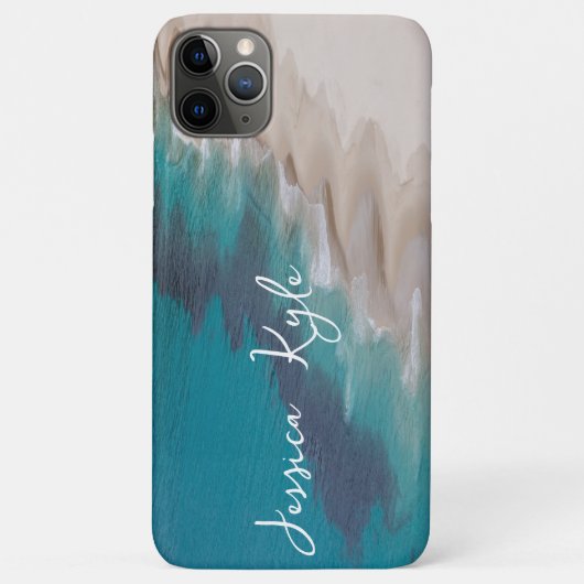 Coques Case-Mate iPhone Simple Elegant Blue Beach Typographie Nom (Dos)