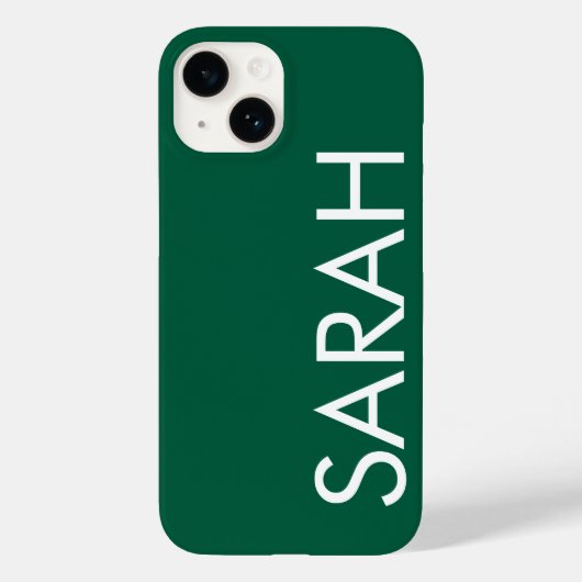 Coques Case-Mate iPhone Simple Élégant Classique Moderne Nom Vert Foncé. (Verso)