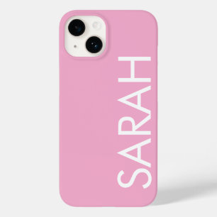 Coque Pour iPhone 14 Simple élégant moderne Classic Nom clair rose