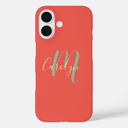 Coques Case-Mate iPhone Simple, élégant, terre cuite, votre nom et votre i (Verso)