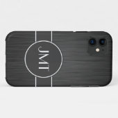 Coques Case-Mate iPhone Simple et beau Monogramme Noir Faux Metal (Dos (Horizontal))