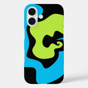 Coques iPhone 16 Simple et élégant Bleu vert noir formes Abstraites