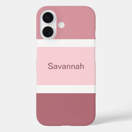 Coques Case-Mate iPhone Simple Fille Rose Et Rayures Blanches Personnalisé (Verso)