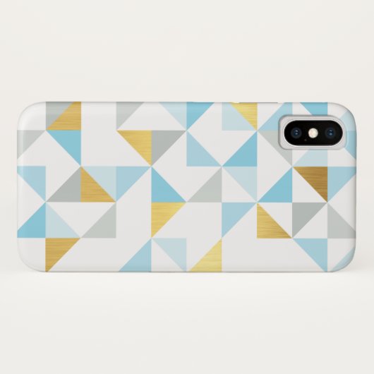 Coques Case-Mate iPhone SIMPLE GÉOMÉTRIQUE triangle moderne motif bleu or (Dos (Horizontal))