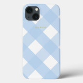 Coques Case-Mate iPhone Simple Joli classique bleu En vichy or Monogramme (Verso)