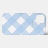 Coques Case-Mate iPhone Simple Joli classique bleu En vichy or Monogramme (Verso (horizontal))