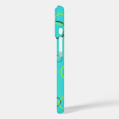 Coques Case-Mate iPhone Simple Lime et cercles bruns sur Motif Turquoise (Verso / Gauche)