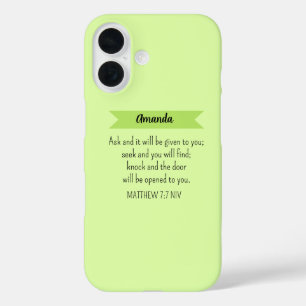 Coques iPhone 16 Simple Lime Vert Demander Dieu Bible Verse Chrétie