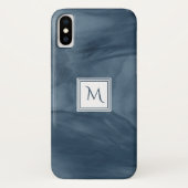Coques Case-Mate iPhone Simple Marine Bleu Marbre subtil Monogramme modern (Dos)