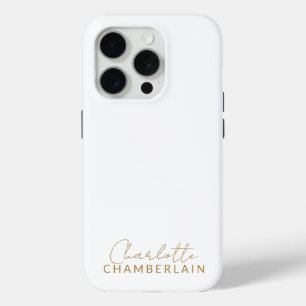 Coque iPhone 15 Pro Simple minimaliste moderne Nom Or