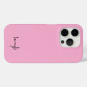 Coques Case-Mate iPhone Simple Monogramme de Nom Féminin Rose Pâle Script (Verso (horizontal))