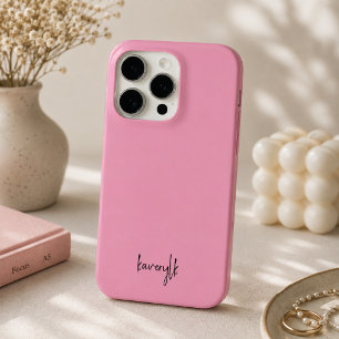 Coque iPhone 15 Pro Simple Monogramme de Nom Féminin Rose Pâle Script