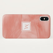 Coques Case-Mate iPhone Simple Monogramme Marbre Subtil Rose Corail Modern (Dos (Horizontal))