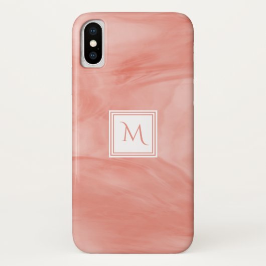Coques Case-Mate iPhone Simple Monogramme Marbre Subtil Rose Corail Modern (Dos)