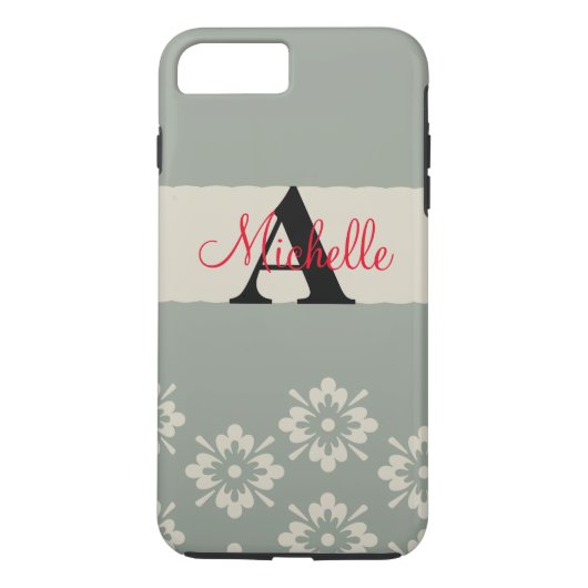 Coques Case-Mate iPhone Simple Monogramme Noir Gris Personnalisé (Dos)