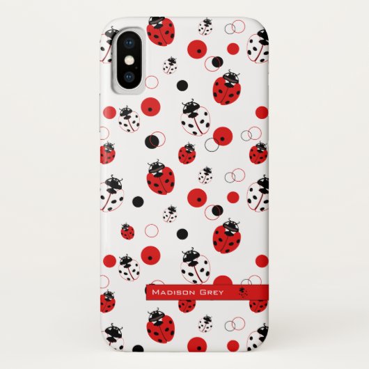 Coques Case-Mate iPhone Simple Motif Ladybug rouge, noir et blanc (Dos)