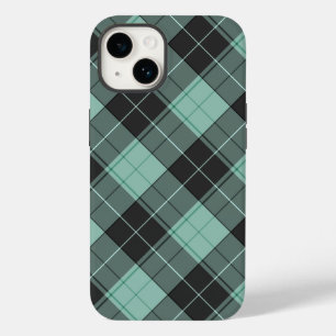 Coque Pour iPhone 14 Simple motif tartan en turquoise pour iPhone Case-