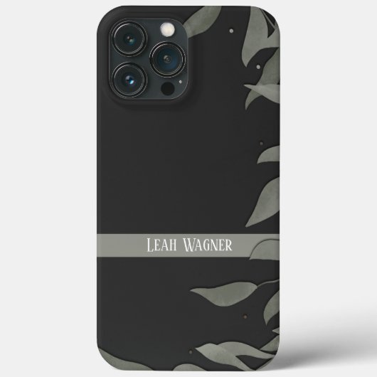 Coques Case-Mate iPhone Simple Noir Feuille moderne (Verso)
