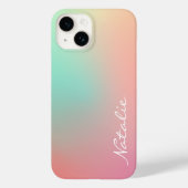 Coques Case-Mate iPhone Simple Ombre rose Turquoise Aqua Nom de calligraph (Verso)