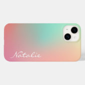 Coques Case-Mate iPhone Simple Ombre rose Turquoise Aqua Nom de calligraph (Verso (horizontal))